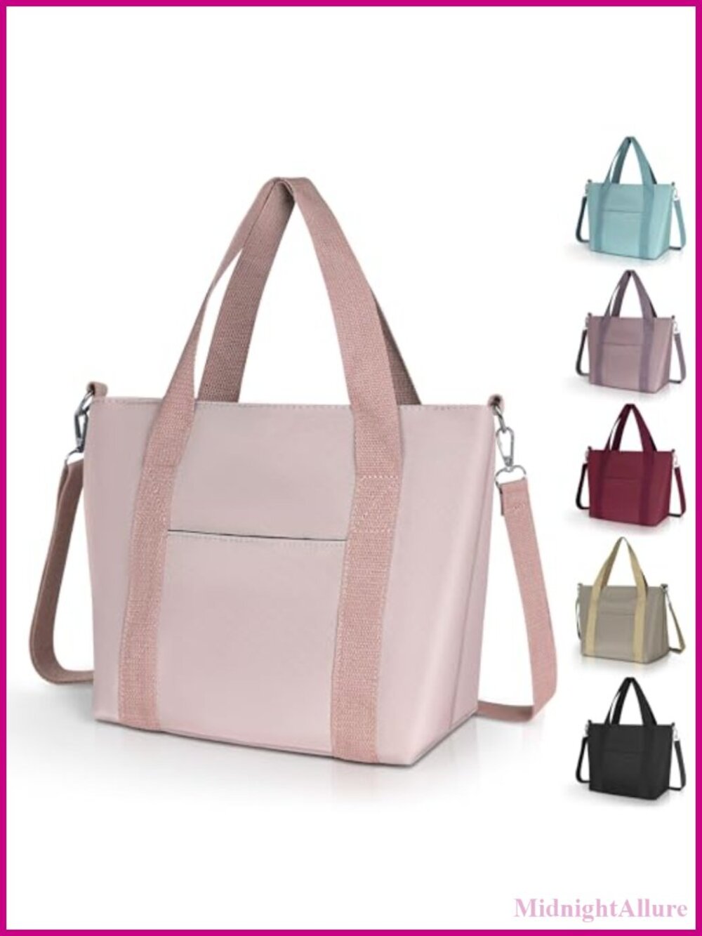 Small Nylon Tote Bag Lightweight Crossbody Purse Zipper Shoulder Handbag